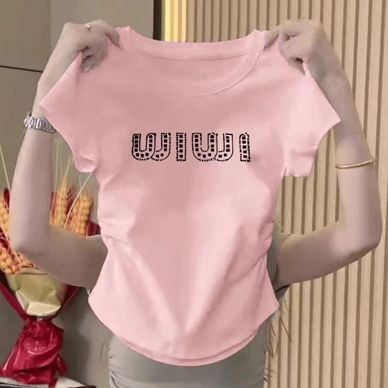 เสื้อยืดสวยๆผู้หญิง ครอปแขนสั้น คอกลม ผ้าเรย่อน ยืดเยอะม้าก ผ้าไม่หนา รุ่น ครอปเรียบเสื้อเชิ้ตทรงสลิมเสื้อน่ารักและเรีย