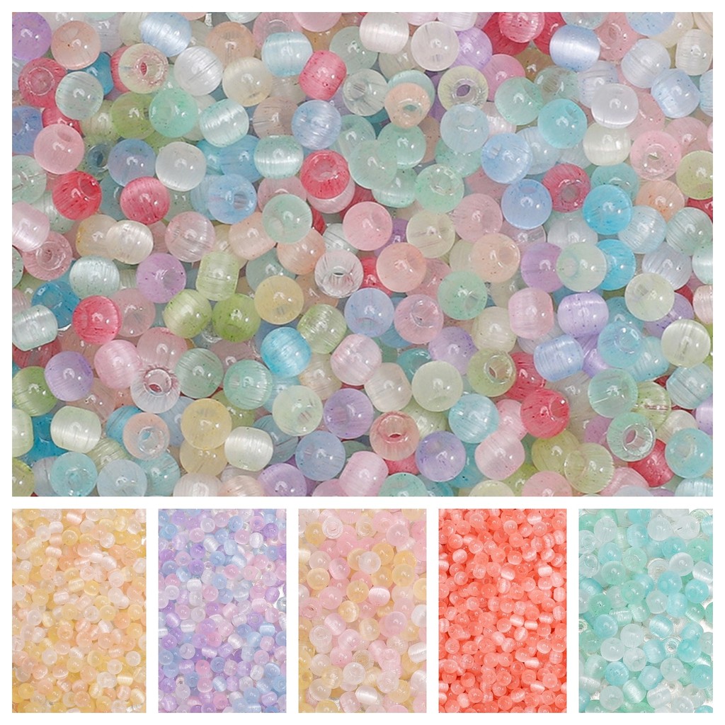 8กรัมที่มีคุณภาพสูง4มิลลิเมตรวุ้นแมวตาแก้วข้าวฟ่างลูกปัดแฮนด์เมดทําเองอุปกรณ์เสริมสร้อยข้อมือรอบลูกปัดโทรศัพท์มือถือโซ่วัสดุ