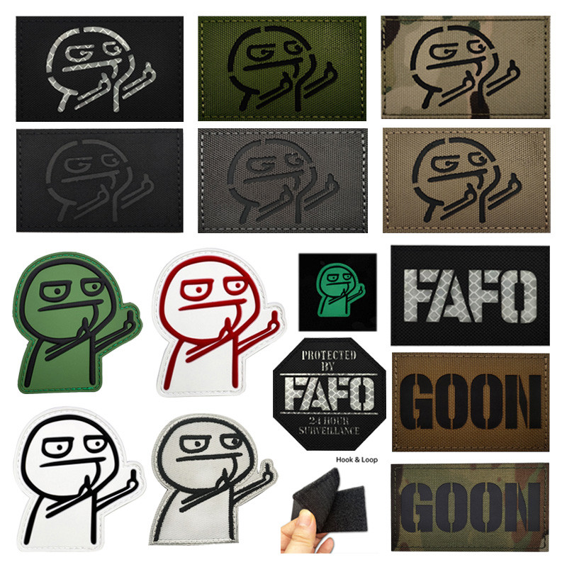 อุปกรณ์เสริมกระเป๋ากลางแจ้ง นิ้วกลางเลเซอร์ตัดอินฟราเรดสะท้อนแสงทหาร Velcro Patch Morale Badge Night