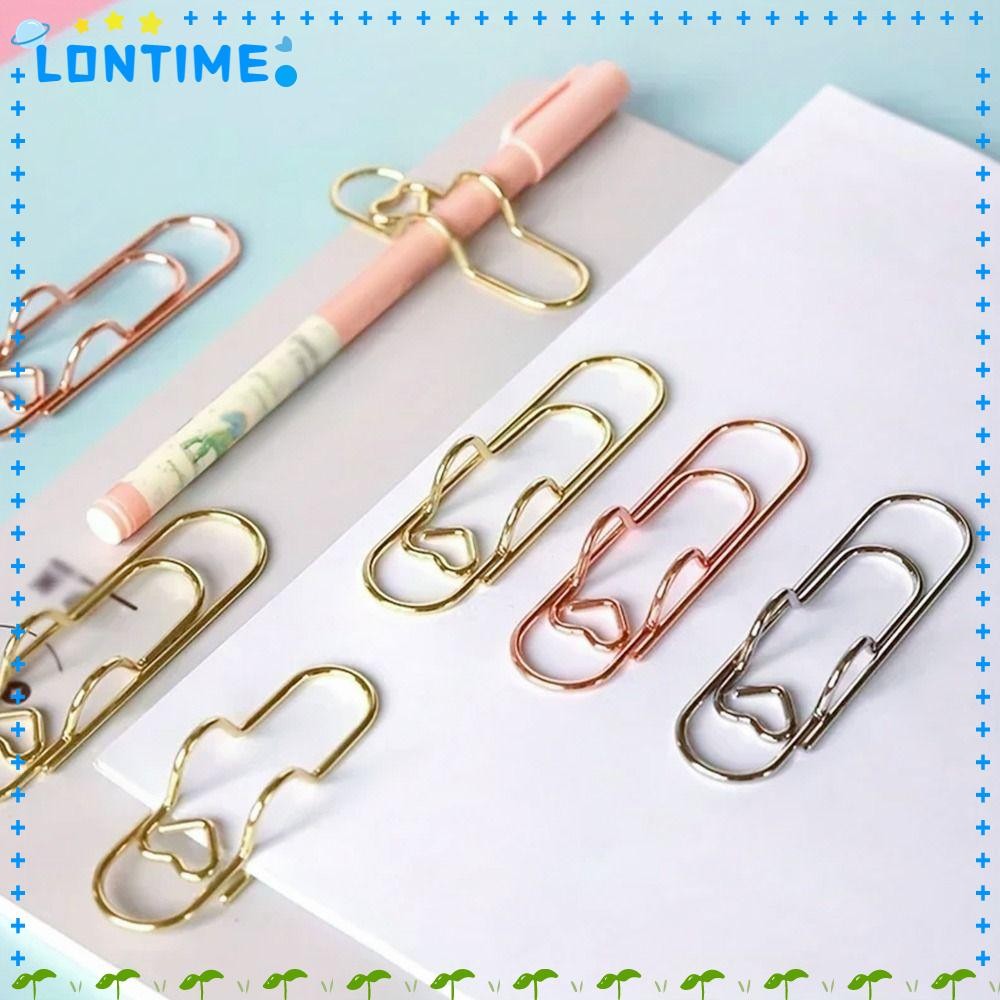 LONTIME 5 ชิ้น/เซ็ตบุ๊คมาร์ค,โลหะเครื่องเขียนผู้ถือปากกาคลิป, Creative Ticket Photo Memo DIY โรงเรียนอุปกรณ์สํานักงาน
