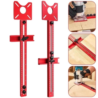 LUXELUNGE จิ๊กตัดวงกลมเราเตอร์ 4 in 1, เมตริก/นิ้วเจาะที่ถอดออกได้ Punch Locator, เจาะ Positioner เครื่องมืออลูมิเนียมปรับเจา