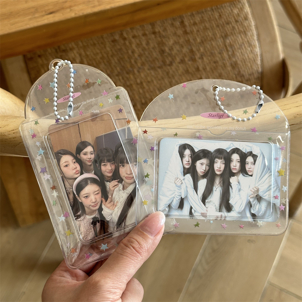 โปร่งใสโปร่งใสที่มีสีสันดาวอัลบั้มการ์ดขนาดเล็กโพลารอยด์10เซนติเมตรผู้ถือบัตรจี้บัตรอาหารแสดงการจัดเก็บ