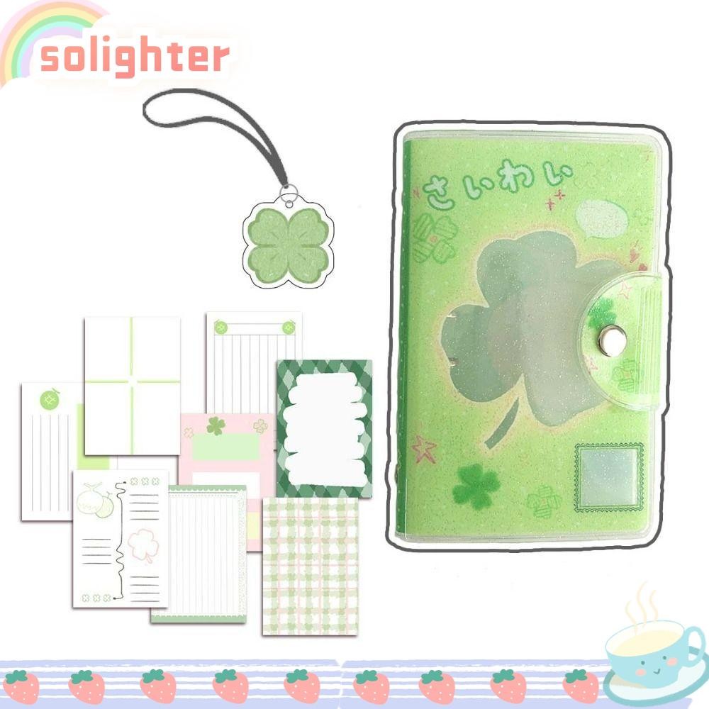 แผ่นจดบันทึก SOLIGHTER, สมุดบันทึก Lucky Clover A7, น่ารัก 40 แผ่นพร้อมจี้ของขวัญสมุดไดอารี่อุปกรณ์การเรียน