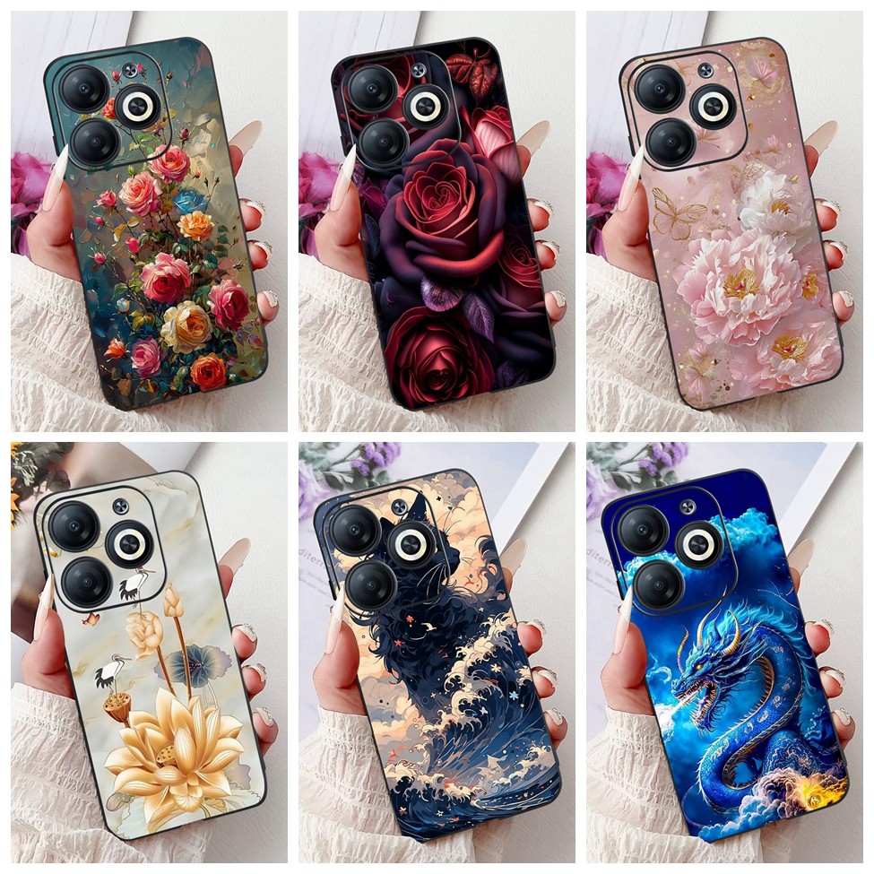 Infinix Smart 8 กรณี X6525 ความงามแมวน่ารักแฟชั่นดอกไม้ทาสีฝาหลัง Smart8 Infinix X6525D เคสโทรศัพท์