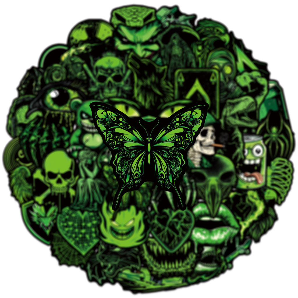 ❉ Green Scare Art Series 01 สติ๊กเกอร์สยองขวัญสีดําคลาสสิก ❉ 50 ชิ้น/เซ็ต DIY แฟชั่นสติ๊กเกอร์ Doodle กันน้ํา - รูปที่ 4