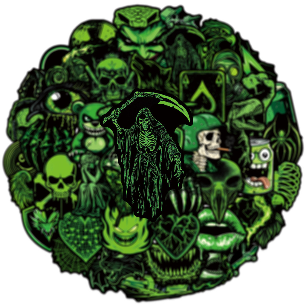 ❉ Green Scare Art Series 01 สติ๊กเกอร์สยองขวัญสีดําคลาสสิก ❉ 50 ชิ้น/เซ็ต DIY แฟชั่นสติ๊กเกอร์ Doodle กันน้ํา - รูปที่ 7
