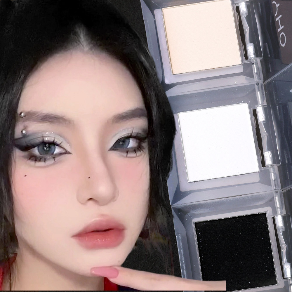 พาเลทอายแชโดว์ Bright Matte White Beige Eye Shadow Base Press Pigment Long Lasting Shimmer Black Makeup Palette