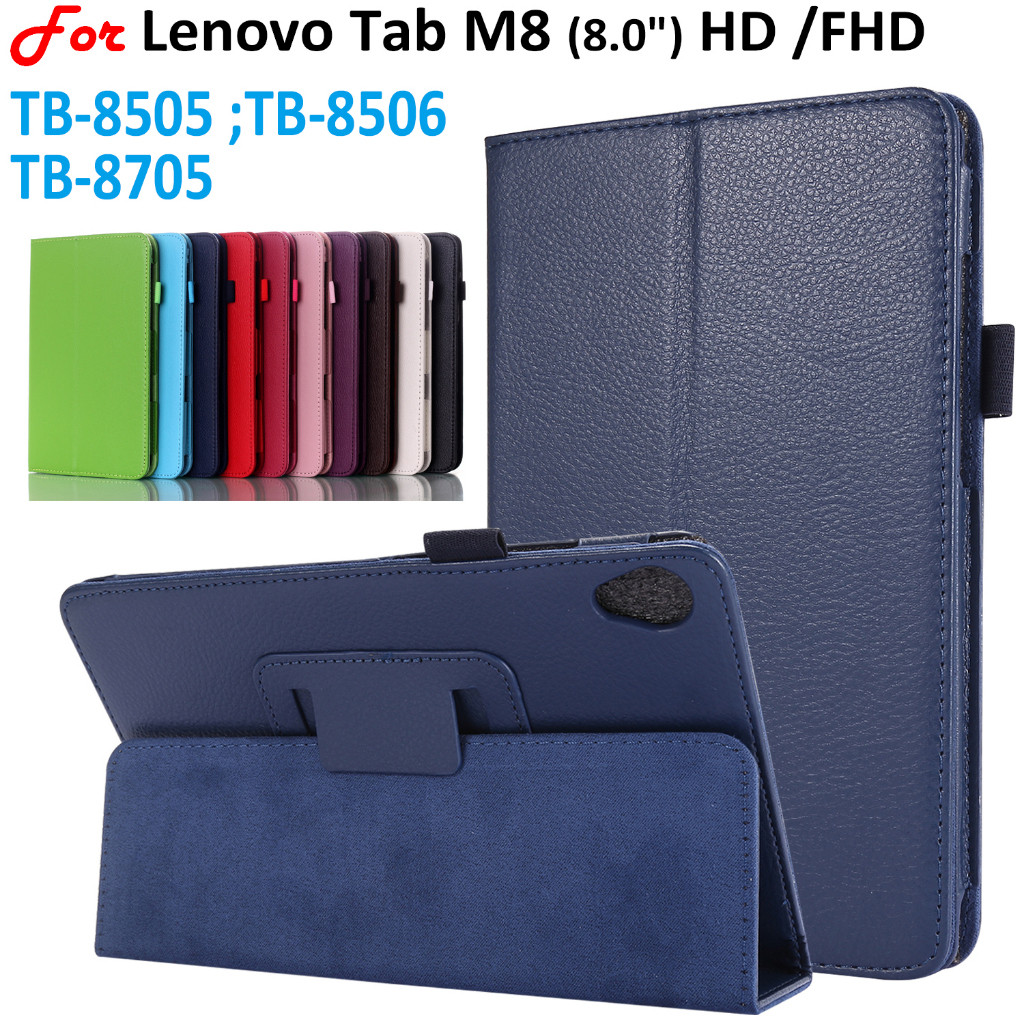 สําหรับLenovo Tab M8 (8.0″) 2021 2019 เคสป้องกันTabM8 HD FHD 2nd 3rd Genแท็บเล็ตรุ่นTB-8505 TB-8506 TB-8705 Slimน้ําหนักเบาหนังFlip Stand Cover