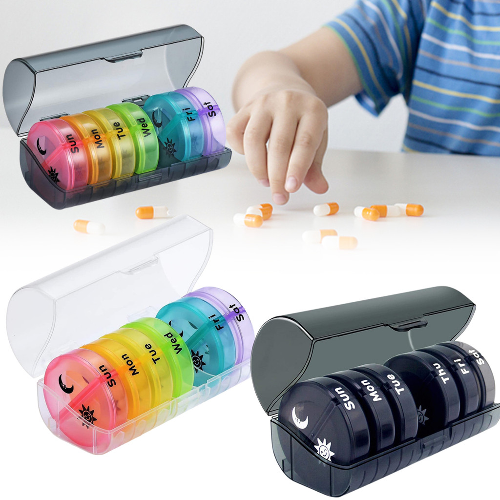 IlislandWeekly ที่เก็บยาผู้ถือกล่องยาคอนเทนเนอร์ Pill Case ยาแท็บเล็ตแบบพกพา Dispenser Organizer