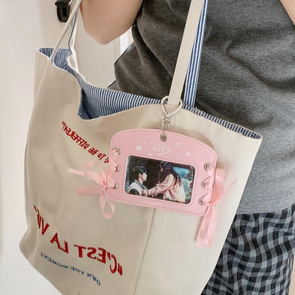 UUMIR ฝาครอบป้องกันการ์ดรูปถ่ายไอดอล, ของตกแต่งแบบแขวน, ที่ใส่บัตรริบบิ้น DIY, จี้ห้อยกระเป๋า Y2k