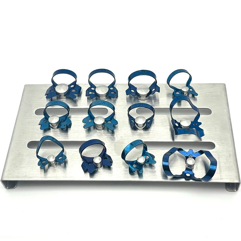 1 Set Dental Endodontic Rubber Dam Clamps Restorative Clips Dam Clamp Dental Stainless Steel Tray Ho