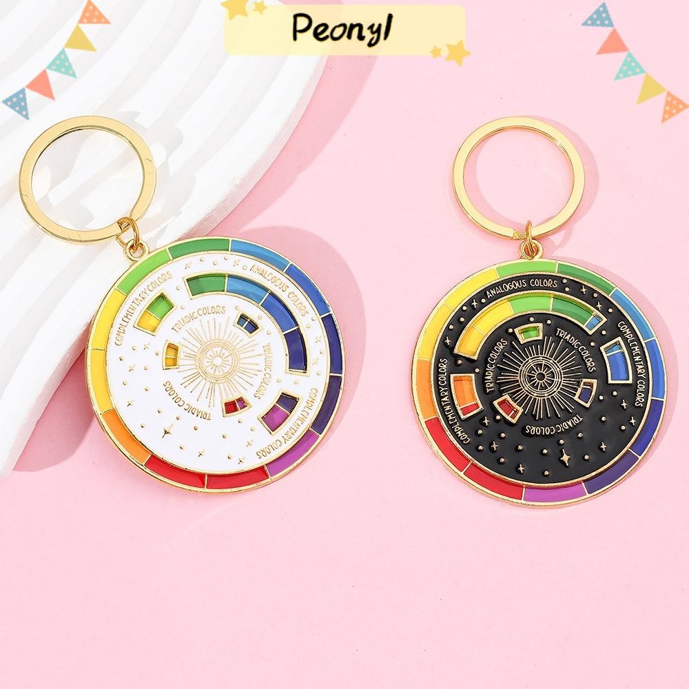 PDONY Turntable Charm, Alloy Rotatable Wheel Keychain, Fashion Color Aesthetic Carousel Keychain Gift