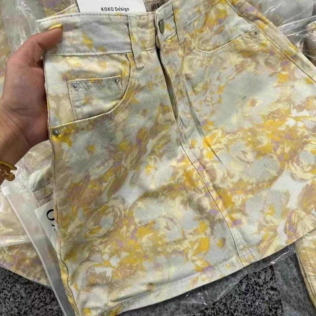 ฤดูร้อนสไตล์ใหม่เวอร์ชั่นเกาหลีการออกแบบซอกดอกไม้กระโปรงยีนส์ผู้หญิงเอวสูง ผอมลง ดูกระโปรงสั้น - รูปที่ 6