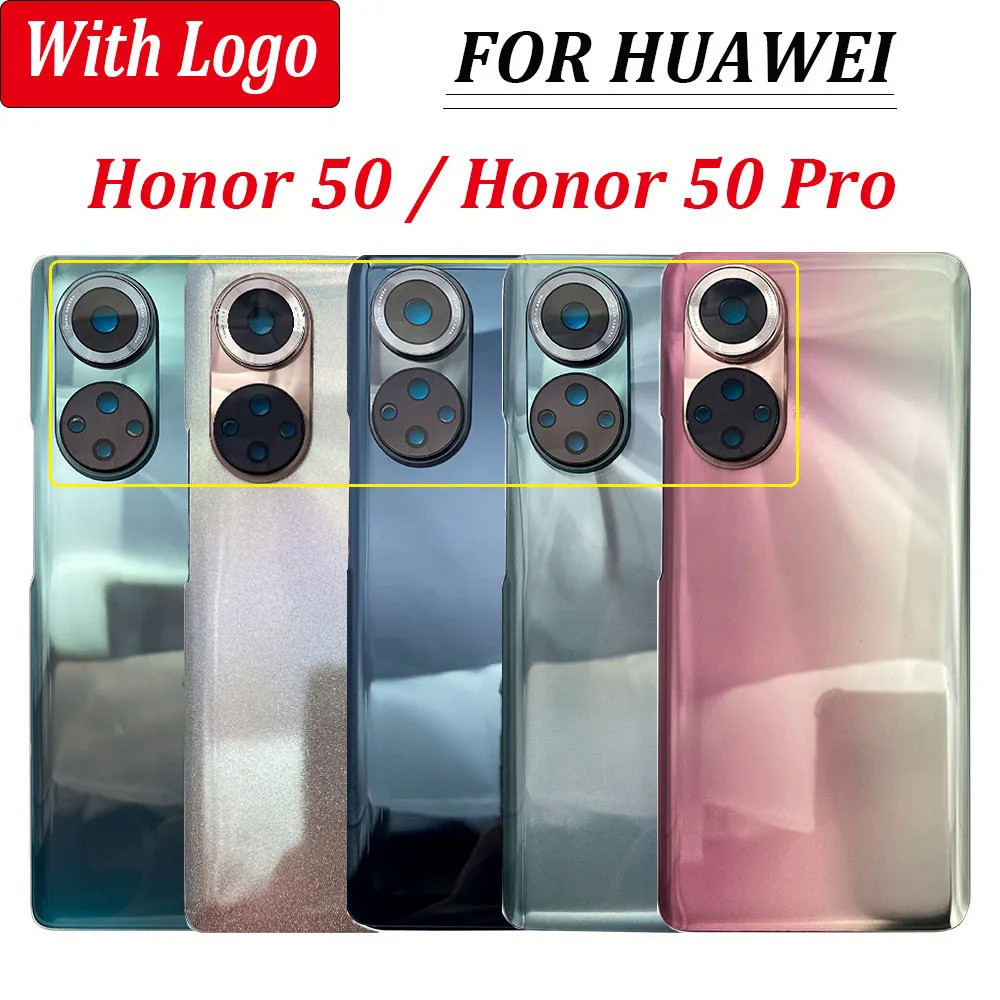 ใหม่สําหรับ Huawei Honor 50 Pro ฝาครอบแบตเตอรี่กระจกด้านหลังประตูกรณีเปลี่ยน Honor 50 ปกหลังสติกเกอร์เลนส์กล้อง