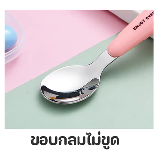 COD ชุดส้อม ช้อนเด็ก 304 สแตนเลส พร้อมกล่องเก็บของ การฝึกอบรมอาหารเสริม
