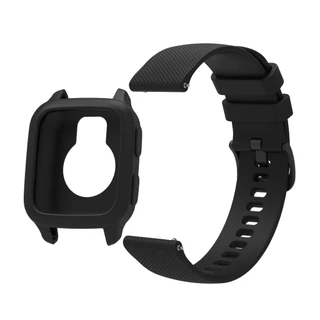 สายรัดซิลิโคน + สําหรับ Garmin Venu SQ 2 Sq2 เพลง Soft TPU ฝาครอบเพลงเปลี่ยนสมาร์ทวอท์ช 2 ใน 1 ป้องกันหน้าจอ Patchwork สีสายรัดข้อมือ