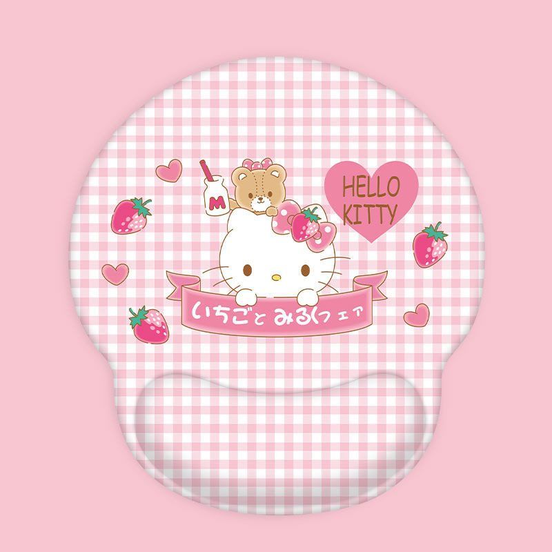 [ข้อเสนอพิเศษ] Hello Kitty แผ่นรองเมาส์ข้อมือสนับสนุนหน่วยความจําโฟมซิลิโคนสบายการ์ตูนน่ารักสาวเฉพาะสีชมพูการ์ตูนอุปกรณ์ต่อพ่วงร้อนขายของขวัญขายดี