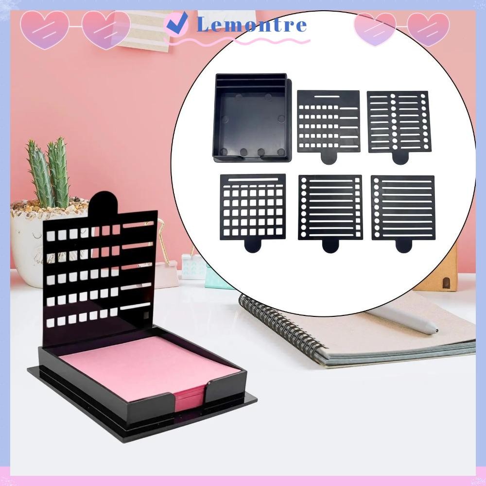 LEMONTRE Sticky Note Stencil, Sticky Note Organizer Note Box Sticky Note Holder Set, Line Drawing Te