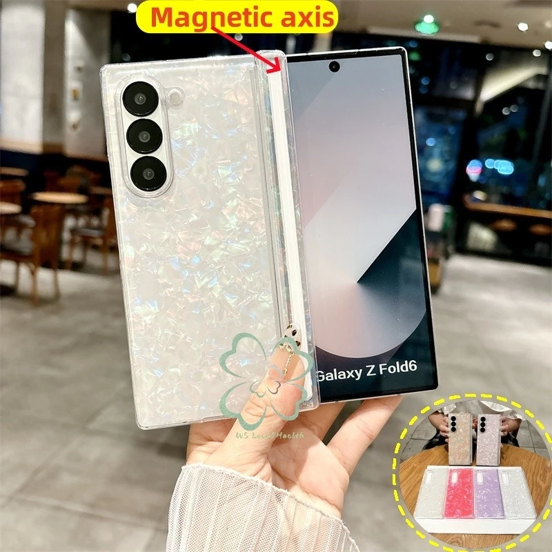 Slim Shell รูปแบบบานพับแม่เหล็กเคสโทรศัพท์สําหรับ Samsung Galaxy Z พับ 8 ultra 7 6 Z พับ 5 Z พับ 4 พับ 7 ปกแข็ง