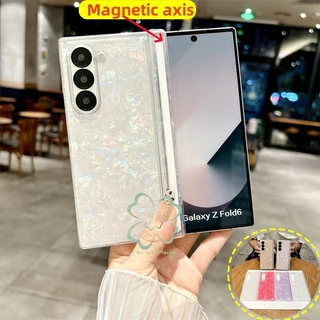 Slim Shell รูปแบบบานพับแม่เหล็กเคสโทรศัพท์สําหรับ Samsung Galaxy Z พับ 8 ultra 7 6 Z พับ 5 Z พับ 4 พับ 7 ปกแข็ง