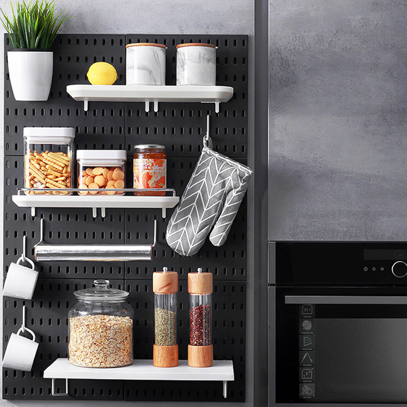 BHQ กระดานเจาะรู DIY pegboard แผ่นวางของติดผนัง ไม่ต้องเจาะผนัง เพิ่มฟังก์ชันเก็บของ - รูปที่ 6