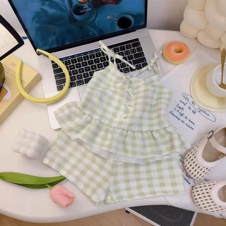 Dolemi Baby ชุดเด็กหญิง ลายสก๊อตสีหวาน ผ้าฝ้าย สายเดี่ยว คอกลม สำหรับเด็ก 9 เดือน 5 ปี ดีไซน์น่ารัก แฟชั่นเกาหลี