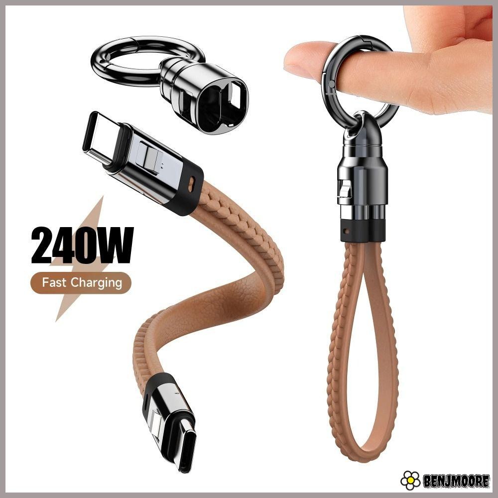 BENJMOORE สายชาร์จเร็ว, 5A ปัจจุบัน 240W พวงกุญแจไฟ USB C สายชาร์จ, สังกะสีอัลลอยด์สั้นความยาว Fast Charging Type C สายชาร์จอุปกรณ์ Android