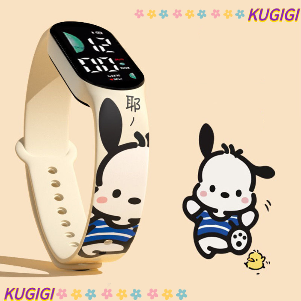 KUGIGI LED นาฬิกาดิจิตอล, Sanrio Kuromi Cinnamoroll เด็กนาฬิกาสปอร์ต, สูง Qulaity สร้อยข้อมือการ์ตูนกันน้ํานาฬิกาข้อมืออิเล็กทรอนิกส์เด็กชายหญิงของขวัญ
