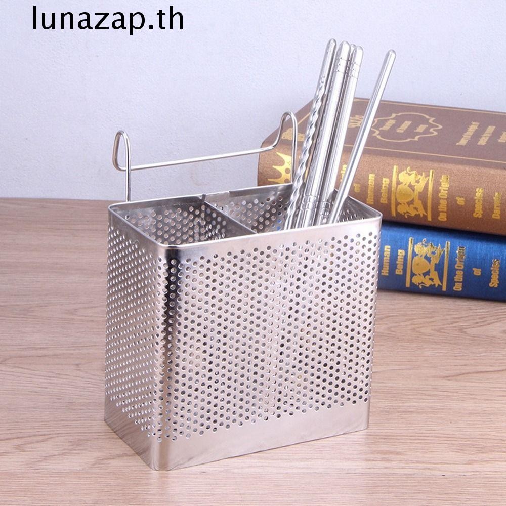 Lunazap ชั้นวางตะเกียบสแตนเลส,ประหยัดพื้นที่เงินช้อนส้อมตะกร้าแห้ง,ปฏิบัติแขวนพร้อมตะขอบนโต๊ะอาหาร Drainer สําหรับห้องครัว