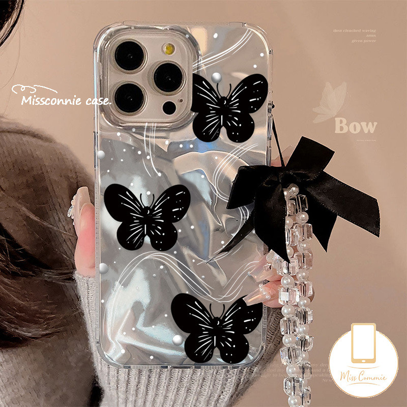 Romanceหวานผีเสื้อสีดําbowknotสร้อยข้อมือสําหรับvivo Y03 Y17s Y21s Y18 Y100 Y91 Y12i Y02 Y36 Y15 Y21 Y20s Y16 Y17 Y20 Y35 Y12s Y15s Y30 Y27 Y27 Y31 V25s Y27 Y30 V31 Y27 Y52