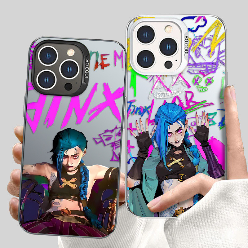Arcane: ซีซั่น 2 Jinx เคสโทรศัพท์ iPhone 16 การออกแบบส่วนบุคคลสําหรับ iPhone 11 12 13 14 15 promax 7 8 plus X XSMAX XR เคสป้องกันป้องกันการล่มสลาย