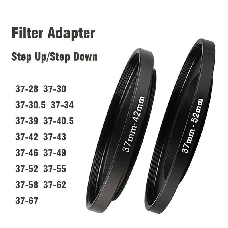 Camera lens Filter Adapter Ring Step Up / Down Ring Metal 37mm - 28 30 34 40.5 43 46 49 52 55 58 mm 