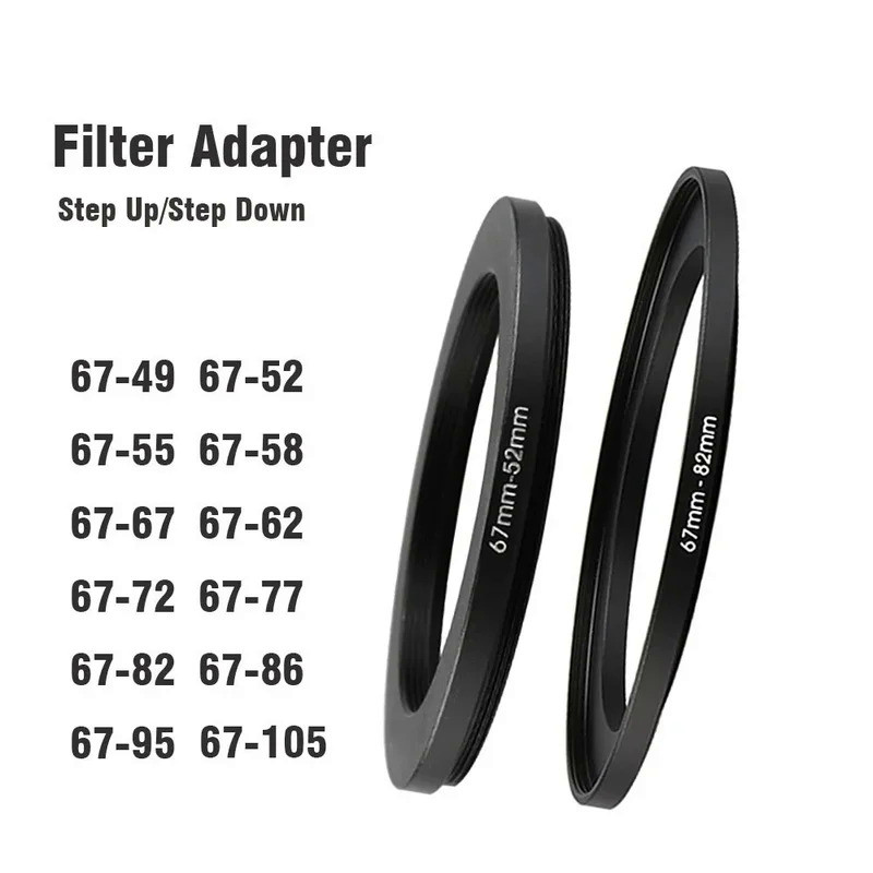 Camera Lens Filter Adapter Ring Step Up / Down Ring Metal 67 mm - 49 52 55 58 62 67 72 77 82 86 mm f