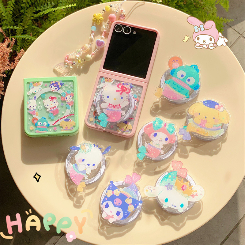 การ์ตูน Sanrio Magnetic Bracket สร้อยข้อมือเคสโทรศัพท์สําหรับ Samsung Galaxy Z Flip 5 6 Z Flip6 ZFli