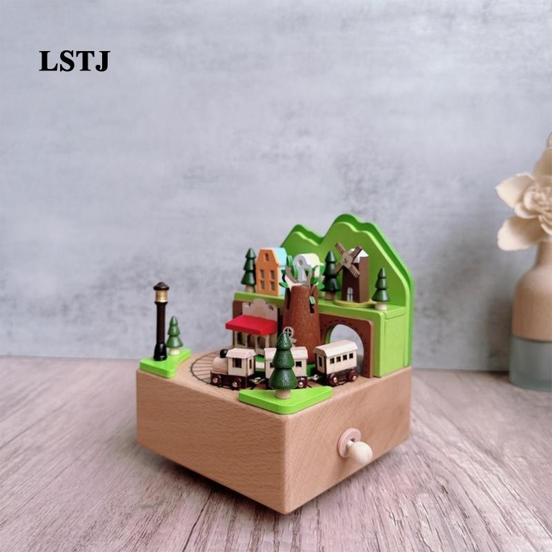 [Lstjj] กล่องดนตรี Beechwood เครื่องประดับตกแต่งงานฝีมือของขวัญมัลติฟังก์ชั่โต๊ะรูปปั้นสําหรับ Nieces น้องสาวผู้หญิง