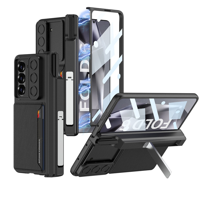 เคส Samsung Galaxy Z Fold 6 พร้อมช่องใส่ปากกา S Fold5, กระจก, ขาตั้ง, กระเป๋าบัตร