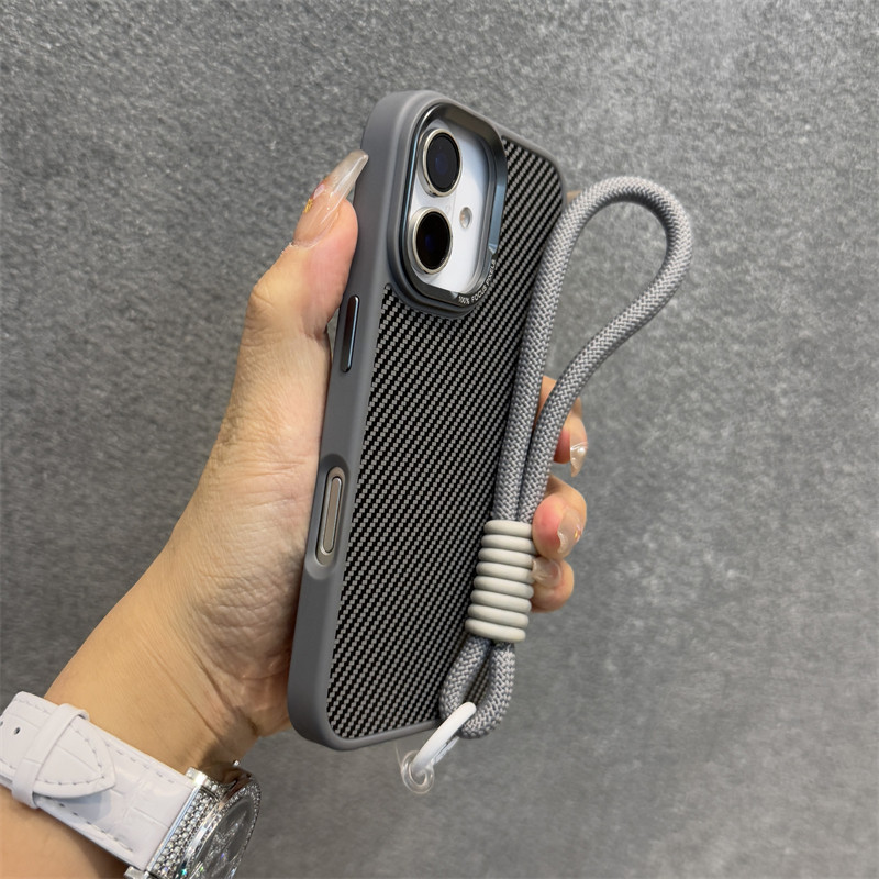 ซื้อเชือกเส้นเล็กเคสโทรศัพท์สีเทามือถือแม่เหล็กคาร์บอนไฟเบอร์สําหรับiPhone 11 12 13 14 15 16 Pro Max 14/15/16 Plusปลอกป้องกันการล่มสลายฮาร์ดปกหลัง