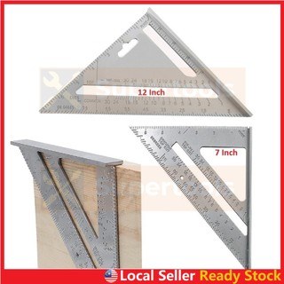 7/12 Inch Metric Ruler Aluminium Alloy Protractor Triangle Right Angle Wood Working Carpentry Handy Measuring Tool