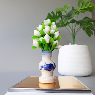 ชุดแจกันดอกไม้และพานผลไม้ดินปั้น รุ่น TAWAI01 เรียบหรู สวยงา…