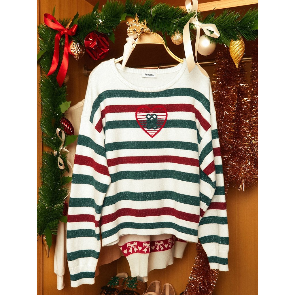 [Pomelo] เสื้อแขนยาวลายทางกลิตเตอร์ / Glitter Stripe Sweatshirt