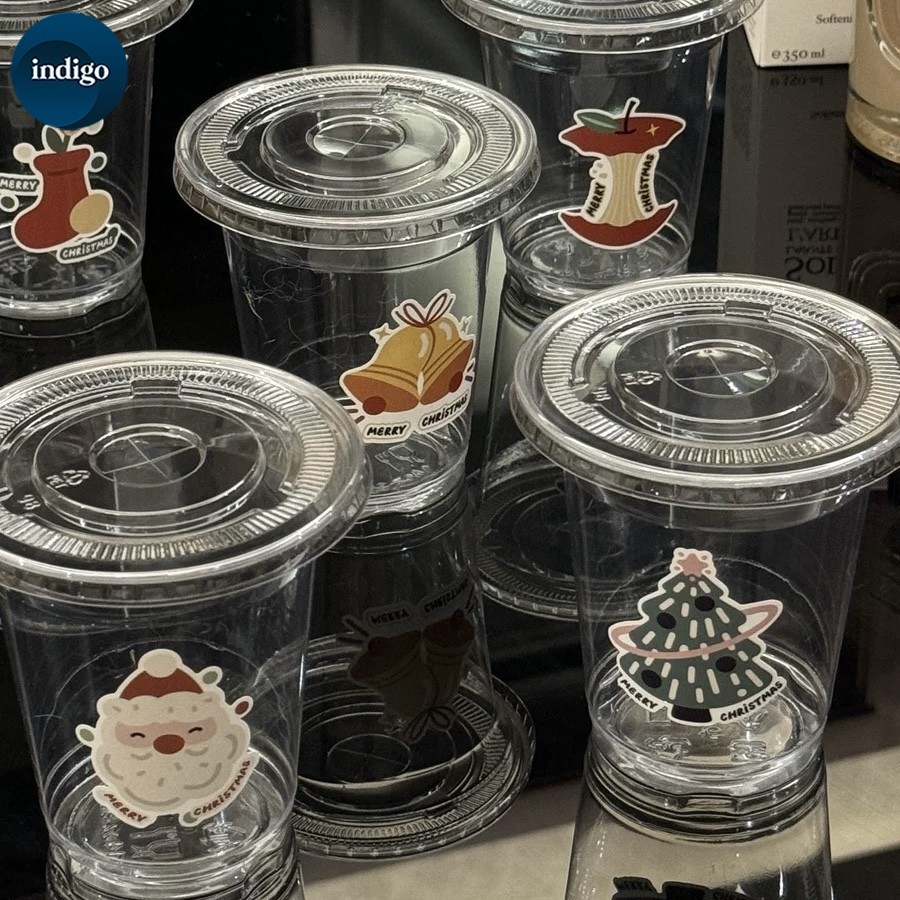 สติกเกอร์เครื่องดื่ม 100 pcs สติ๊กเกอร์คริสต์มาส สติ้กเกอร์ติดกระจก Merry Christmas decals ตกแต่ง เพิ่มบรรยากาศคริสต์มาส