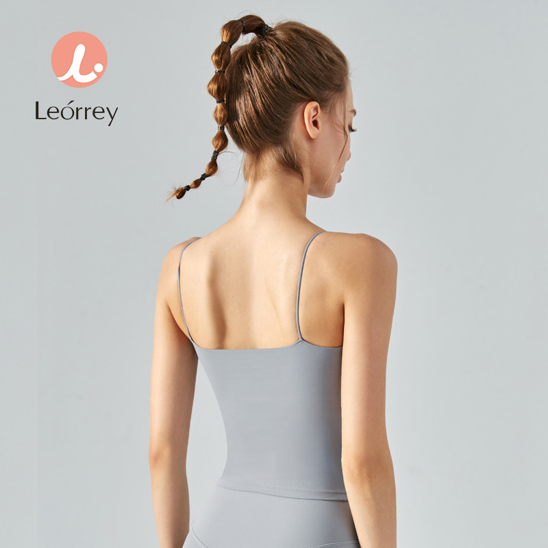 Leorrey-มีแผ่นรองหน้าอกเสื้อกั๊กโยคะกันกระแทกวิ่งชุดชั้นในกีฬาฟิตเนสเสื้อสายเดี่ยวใส่ด้านนอก