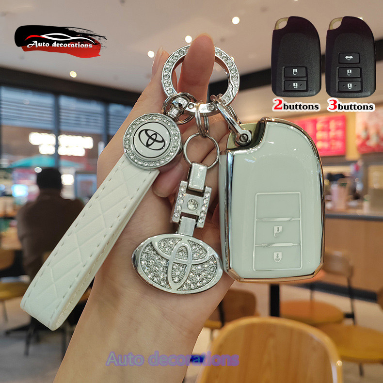เคสกุญแจรถ Toyota yaris VIOS ขอบเงิน Toyota yaris ativ ปลอกกุญแจ พวงกุญแจ Toyota