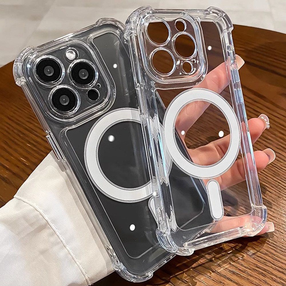 กันกระแทกแม่เหล็กเคสโทรศัพท์สําหรับ ไอโฟน 11 17 16 15 14 12 13 มือโปร สูงสุด อากาศ 16บวก ไร้สายชาร์จฮาร์ดคริลิคฝาครอบโทรศัพท์ - รูปที่ 2