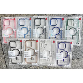 359.เคส ชาร์ตได้ สำหรับ iPhone 16 e 16e 16Plus 16Promax 11,12,13,14,15 Pro Plus Promax เคสใส เคส แม่เหล็ก เคสขอบสี