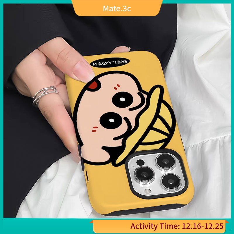 Ojep ใหม่ เคสป้องกันโทรศัพท์มือถือ ขอบกลม ลายการ์ตูนชินจังน่ารัก กันกระแทก สําหรับ Iphone 15PRO 14 13 12 11