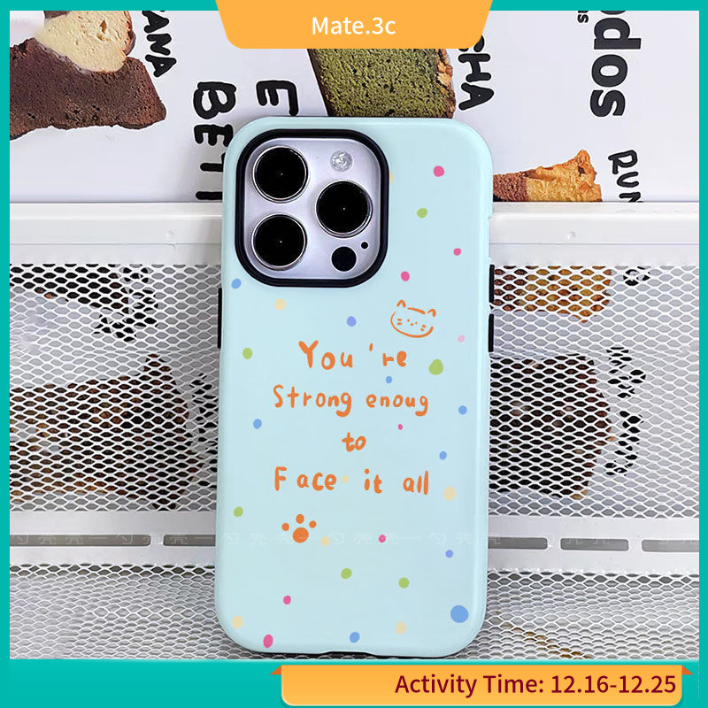 เคสโทรศัพท์มือถือ ฟิล์มสองชั้น ขอบกลม ลายจุด สําหรับ Iphone 15 14Pro 13Pro JLM