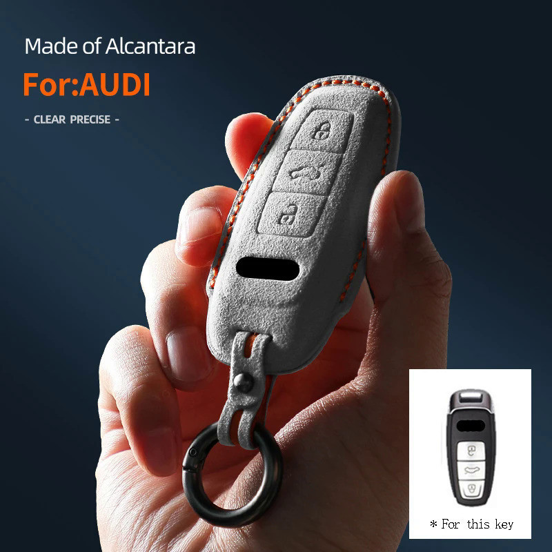 Alcantara Wrap Car Remote Key Case Cover Fob Shell For Audi Q8 RSQ8 A6 C8 S6 RS6 A7 S7 RS7 A3 8Y A8 