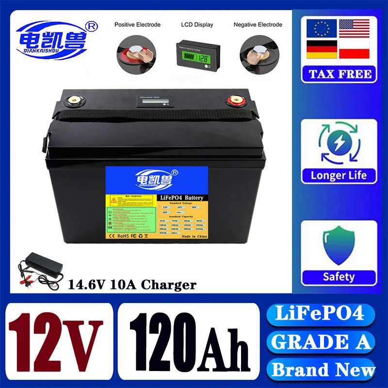 ชุดแบตเตอรี่ LiFePo4 120Ah 200Ah แบบใหม่12V 24V 300Ah ก้อนแบตเตอรี่พร้อมแบตเตอรี่ลิเธียมเหล็กฟอสเฟตใ