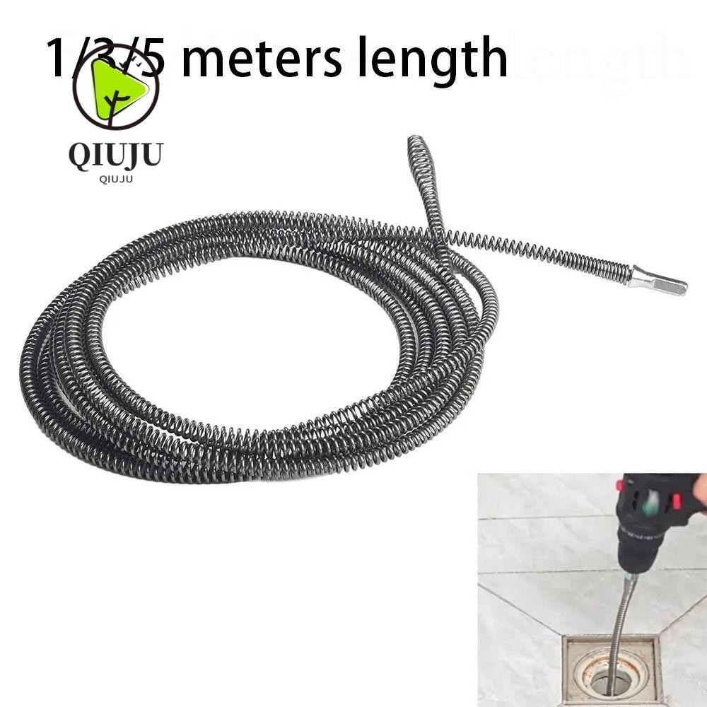 Qiju 1 ชิ้นเครื่องมือขุดลอกท่อ,ห้องน้ําห้องครัวท่ออุดตัน Remover ท่อระบายน้ําทําความสะอาดฤดูใบไม้ผลิ, 1/3/5 เมตรอ่างล้างจานอ่างล้างหน้า Pipeline สว่านไฟฟ้าท่อระบายน้ํา Unblocker